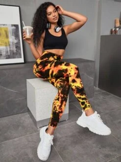 Tie Dye Wideband Waist Sports Leggings -Sculptive Wear 168899351102e35639b164b15d8eea29fa95c1130c thumbnail 405x552
