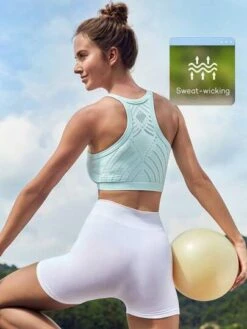 SHEIN Leisure High Support Eyelet Detail Sports Bra