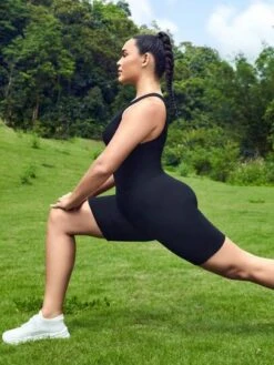 SHEIN Leisure Plus Solid Sports Romper -Sculptive Wear 1689076875f797b94ee568ca00826f74a4cf9efdd4 thumbnail 405x552