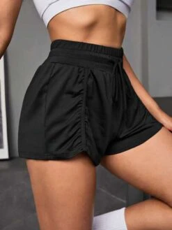Drawstring Waist Ruched Side Sports Shorts -Sculptive Wear 1689079599d7cb699ac2ea94dbbfe8cbb442b4bc7a thumbnail 405x552