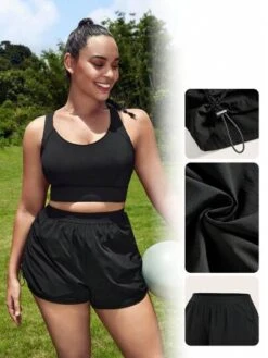 SHEIN Leisure Plus Ruched Drawstring Side Sports Shorts -Sculptive Wear 168912830129fa8216d19abf7fc76fc96eb1c9e997 thumbnail 405x552