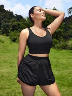 SHEIN Leisure Plus Ruched Drawstring Side Sports Shorts -Sculptive Wear 168912831746d7f4b7bd3e2bc9d323ba286314ed12 thumbnail 405x552