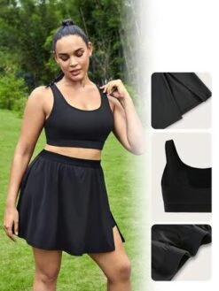 SHEIN Leisure Plus Solid Split Hem Sports Set -Sculptive Wear 16891286992570f7e6825adfcaf533cdce8c33dae1 thumbnail 405x552