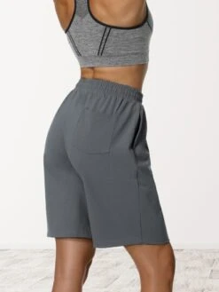 Women's Yoga Pleated Straight Leg Drawstring Shorts