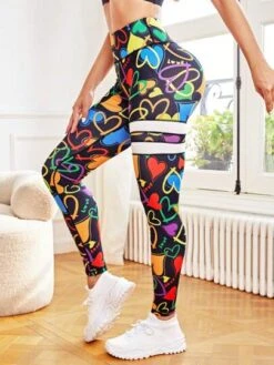 Heart Print Wideband Waist Sports Leggings -Sculptive Wear 16891466924f074d865af90086afc754b268ba0407 thumbnail 405x552