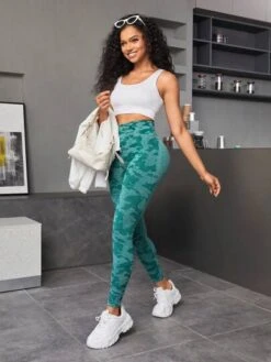 Camo Print Wide Waistband Sports Leggings -Sculptive Wear 16892550675c352d28365639796eac9cafca66e707 thumbnail 405x552