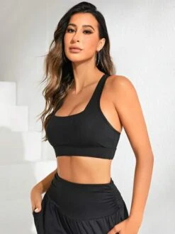Solid Racer Back Sports Bra