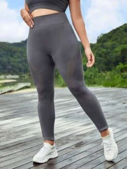 SHEIN Leisure Plus Seamless High Stretch Hollow Out Wideband Waist Sports Leggings -Sculptive Wear 1689319197ccc3266f93b6ebcac34ef33643f0e587 thumbnail 405x552
