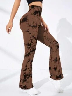 Tie Dye Wideband Waist Flare Leg Sports Pants -Sculptive Wear 16893223340b0b809af3375e0b7284671751daac74 thumbnail 405x552