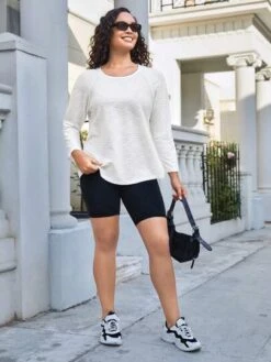 Plus Solid Raglan Sleeve Sports Tee -Sculptive Wear 1689417894bcaa34bf7fac0555df4f13b5cf37730a thumbnail 405x552