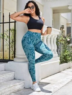Plus Tie Dye Wideband Waist Sports Leggings -Sculptive Wear 16894205541d21cca352341d3da225d97bf67121b5 thumbnail 405x552