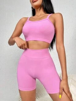 Seamless High Stretch Sports Bra With Biker Shorts Sports Set -Sculptive Wear 1689427029db8dd2089693b061a528955d7ac116ef thumbnail 405x552