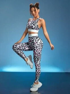 SHEIN Leopard Print Letter Tape Panel Sports Set -Sculptive Wear 168964992236d7147854b53f26d760457bc1502c45 thumbnail 405x552