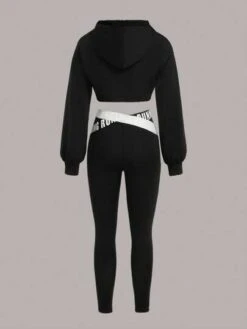 Two Tone Contrast Letter Tape Drop Shoulder Hoodie & Leggings -Sculptive Wear 16896618433e5737ffd0f80c201378368f0112bba3 thumbnail 405x552
