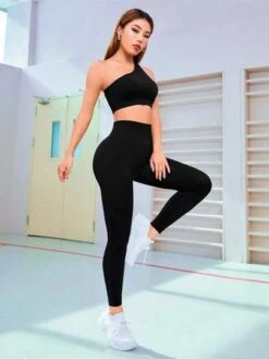 Solid Asymmetrical Neck Cut Out Back Sports Set -Sculptive Wear 1689843712876b2c1e33df680e12a5e0403669ac3f thumbnail 405x552