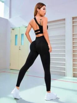 Solid Asymmetrical Neck Cut Out Back Sports Set -Sculptive Wear 168984371611ac99ad98f9c34b8664a28228f20495 thumbnail 405x552