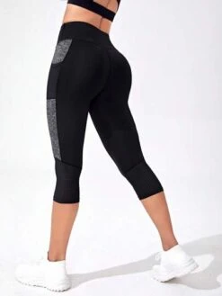 Colorblock Wideband Waist Phone Pocket Side Sports Leggings