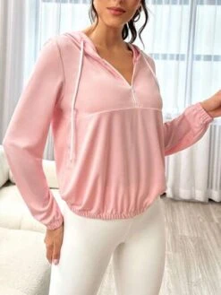 Half Zip Drawstring Sports Hoodie -Sculptive Wear 1689846143f5739d1376206524943992314aadd790 thumbnail 405x552