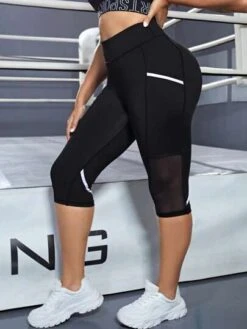 Plus Contrast Mesh Sports Leggings -Sculptive Wear 16900413796815bc832bcb5c1b08e7a1a72aa9dcb9 thumbnail 405x552