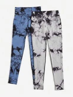 2pcs Tie Dye Wideband Waist Sports Leggings -Sculptive Wear 169017090834701bd35460ec2141158251f253e02d thumbnail 405x552