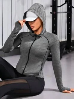 Striped Print Thumb Holes Hooded Sports Jacket -Sculptive Wear 1690194376b0c596cd5cb107930ba2106ec7a95b14 thumbnail 405x552