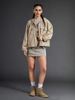 SHEIN In My Nature Women's Softshell Multi-pocket Waterproof Oversized Hooded Jacket With Adjustable Hood -Sculptive Wear 169027718783c36e2a432b1d0389c991e22730b8d4 thumbnail 405x552