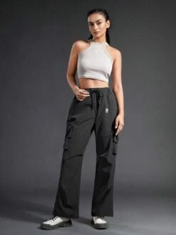 SHEIN In My Nature Women's Outdoor Waterproof Splash-proof Reflective Logo Print Multi-pocket Elastic Waist Fashion Hiking Pants With Adjustable Waist -Sculptive Wear 1690280791d83885fb0919317bb04e3ea77fb3145c thumbnail 405x552