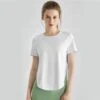 Women's Short Sleeve Yoga Top, Loose Fit, With Curved Slit Hem For Running And Quick-drying -Sculptive Wear 1690297210dd5100d525c001a142af07133881b38c square thumbnail 405x552