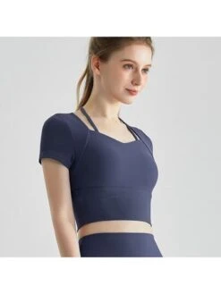 Women's Athletic Sports Short Sleeve T-shirt With Built-in Bra, Tight Waistline For Activities Such As Running And Yoga -Sculptive Wear 1690297883fd6b0151772554c1e772845e8c6c6db2 square thumbnail 405x552