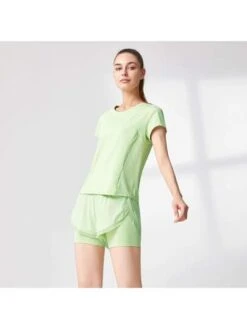 Women's Yoga Top, Summer Short Sleeve Quick Dry T-shirt With Slimming Sheer Mesh Panel Design That Can Be Worn Outside -Sculptive Wear 169029866362117aae0e0fb603c38d4140532ec197 square thumbnail 405x552