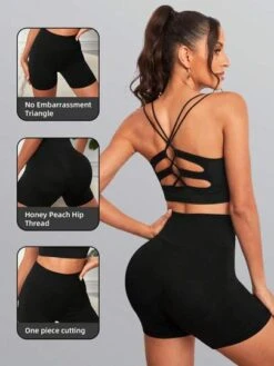 Hollow Out Criss Cross Back Sports Set
