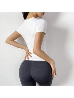 Summer Breathable Short Sleeve Yoga Top For Ladies, High Elasticity Quick Dry Sports Tight T-shirt For Running, Fitness -Sculptive Wear 16903554670218e8981fb7cfea0f70728cd34fe0c3 square thumbnail 405x552