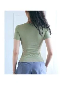 Summer Breathable Short Sleeve Yoga Top For Women, High Elasticity Running Quick-drying Fitness Tight T-shirt -Sculptive Wear 1690355588be228f23fcf013dd3d88516df7bb008c square thumbnail 405x552