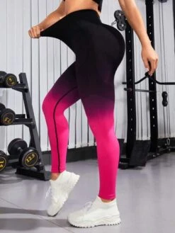 Ombre Print Wideband Waist Sports Leggings