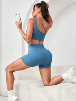 One Shoulder Sports Bra & Shorts -Sculptive Wear 16903650319494a465ffc441a0fbe4df6e24333f1a thumbnail 405x552