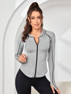 Drawstring Hooded Sports Jacket -Sculptive Wear 169036703761a4f803660a871039cc67d6c202fb72 thumbnail 405x552