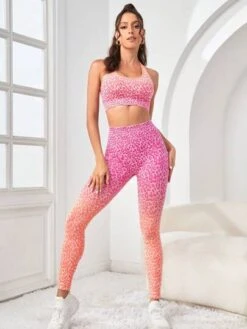 Leopard Print Wide Waistband Sports Set