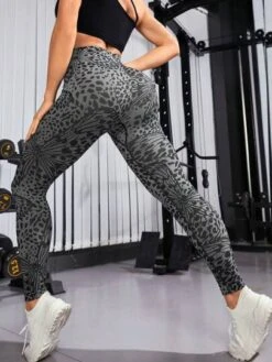 Allover Print Wide Waistband Sports Leggings