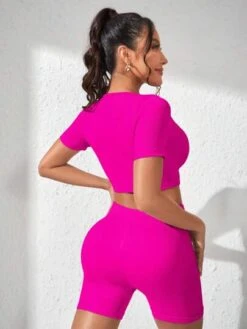 Seamless High Stretch Sports Tee & Biker Shorts