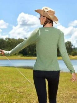 SHEIN In My Nature Women Outdoor Comfortable Lettuce Trim Long Sleeves T-shirt