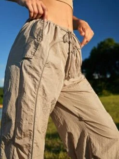 SHEIN In My Nature Women's Outdoor Hiking Trousers With Adjustable Waistband, Reflective Logo, Fringed Cords, And Anti-splash Material -Sculptive Wear 1690442053a0b5186237e968d4b63824ed37974955 thumbnail 405x552