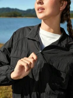 SHEIN In My Nature Women's Softshell Jacket With Multiple Pockets, Waterproof And Fashionable Loose Fit, Stand Collar, Adjustable Hem -Sculptive Wear 1690442379f6e18af0a0b0ae8118683c0bfc662371 thumbnail 405x552