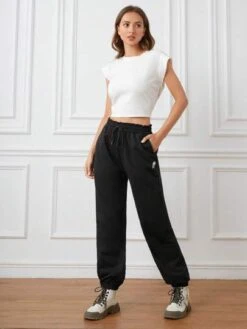 SHEIN In My Nature Women's Outdoor Running Workout Comfortable Loose Jogger Pants With Elastic Tapered Cuffs, Versatile & Fashionable Sweatpants -Sculptive Wear 1690442992d569fcafbe1ccd03341db070902dbe8d thumbnail 405x552
