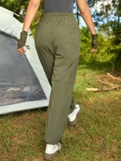 SHEIN In My Nature Women's Outdoor Water-resistant Pants With Adjustable Waist, Super Loose Fit And Elastic Hem, Multiple Pockets