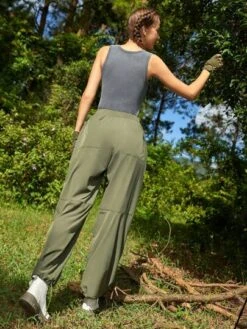 SHEIN In My Nature Women's Outdoor Water-resistant Pants With Adjustable Waist, Super Loose Fit And Elastic Hem, Multiple Pockets -Sculptive Wear 16904430681e81f7a126a45d8a88c51c6ae7070fe2 thumbnail 405x552