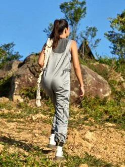 SHEIN In My Nature Women's Outdoor Zipper Design Adjustable Waist And Elastic Cuff Loose Fit Trendy Jumpsuit