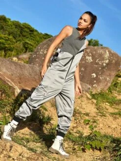 SHEIN In My Nature Women's Outdoor Zipper Design Adjustable Waist And Elastic Cuff Loose Fit Trendy Jumpsuit -Sculptive Wear 1690443121e610c9d88e216e3696b4d461796cb008 thumbnail 405x552