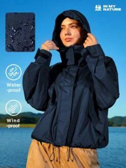SHEIN In My Nature Women's Softshell Windproof, Water Resistant, Heavyweight Hiking Jacket With Hood And Hidden Pockets -Sculptive Wear 169045918163587ef4c6ab9c652cb0ae2856908f71 thumbnail 405x552