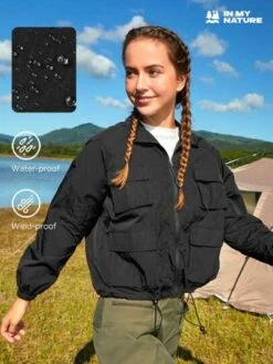 SHEIN In My Nature Women's Softshell Jacket With Multiple Pockets, Waterproof And Fashionable Loose Fit, Stand Collar, Adjustable Hem -Sculptive Wear 1690510252d43ee8ef2b29ef0e4631538ef67d87a2 thumbnail 405x552