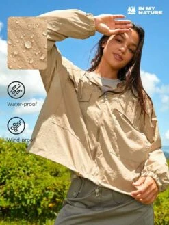 SHEIN In My Nature Women's Softshell Multi-pocket Waterproof Oversized Hooded Jacket With Adjustable Hood -Sculptive Wear 169051037486ca4095221206d64d2f023c4d977873 thumbnail 405x552